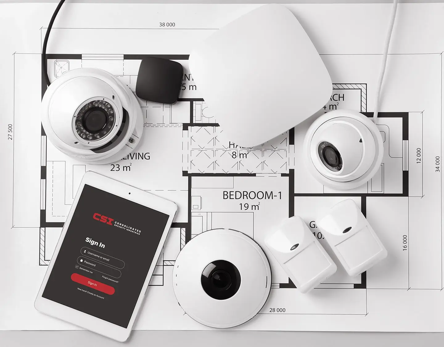 CSI Security expert designing a custom security system for a modern home.