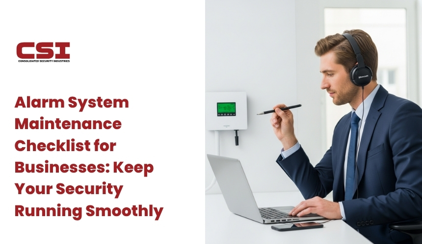 CSI Security operator monitoring multiple property security system feeds.